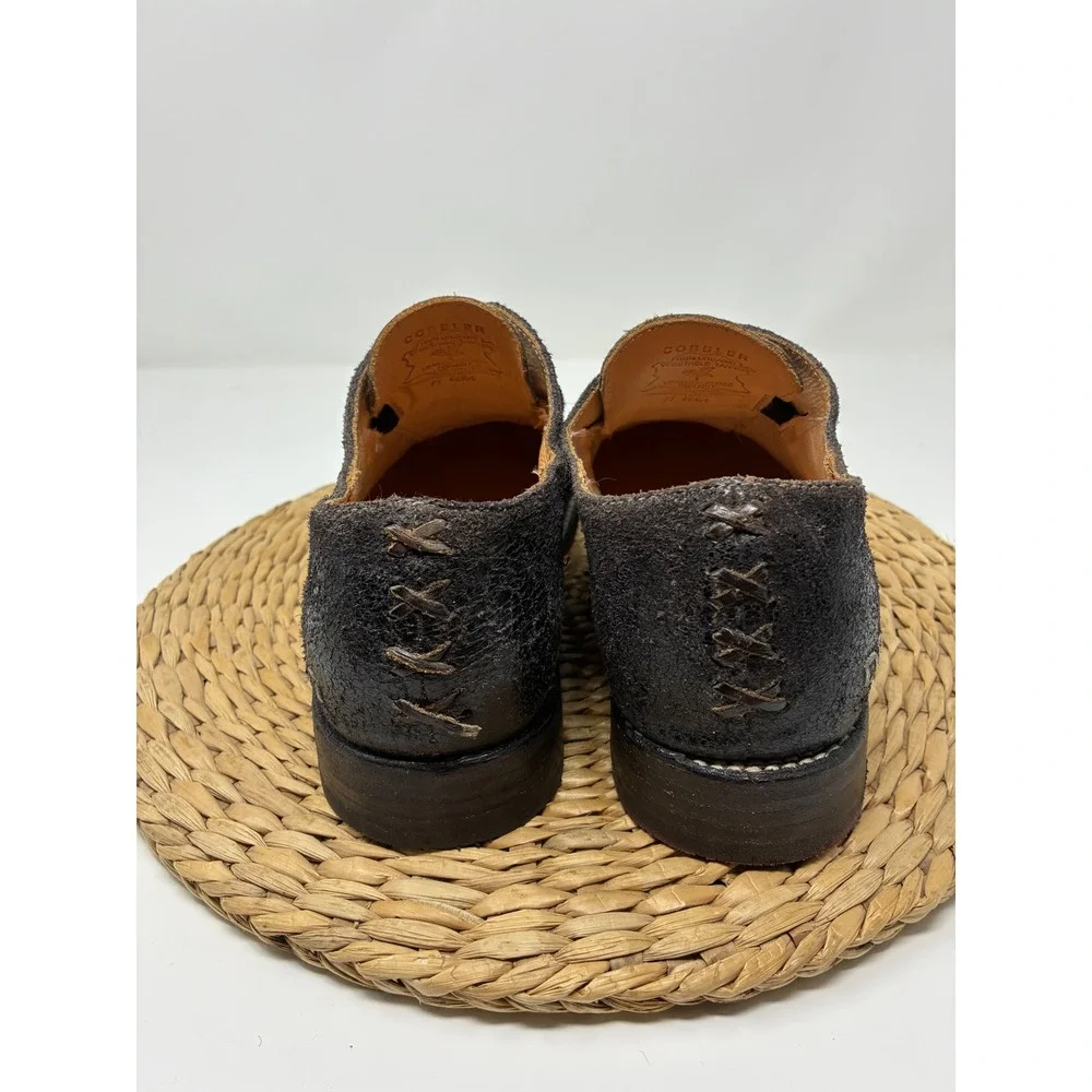 Bed Stu Women Dark Brown Distressed Leather Slip On Loafers Vibram Sole Size 11‎